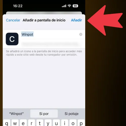 Dale un nombre al acceso directo: Winpot